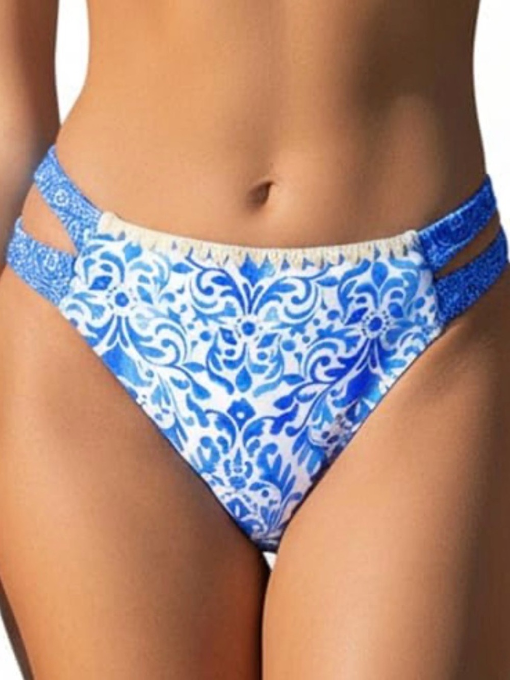 NWT New Cupshe Boho Shell Stitch Cheeky Bikini Bottoms Small S Floral Filigree